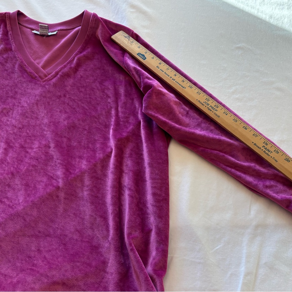 Roaman’s Pink Velour Knit Top Women’s 1X V-Neck Plus Size - Picture 10 of 10